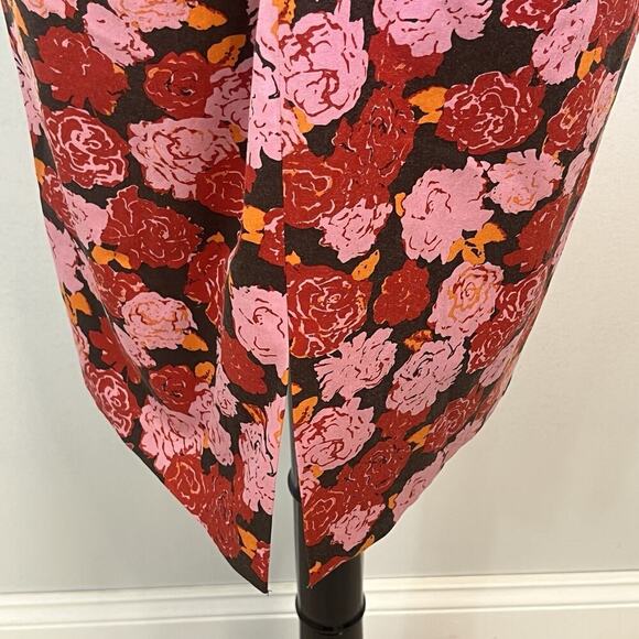 Ellen Tracy Skirt size 8 Red Pink Rose Floral Silk Pencil Stretch Knee Wedding - Picture 6 of 7